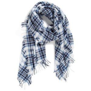 Madewell Openweave Scarf in Fulton Plaid, Blue OS